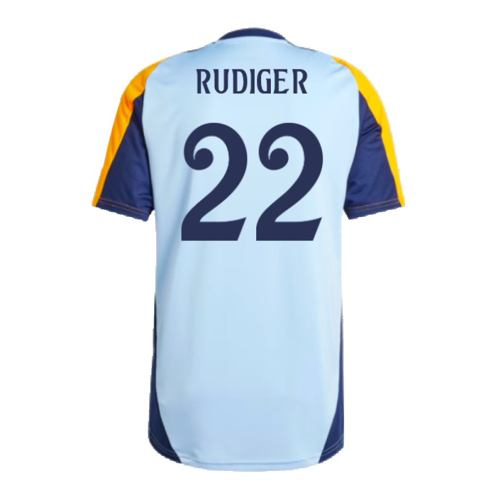 2024-2025 Real Madrid Training Shirt (Glow Blue) (Rudiger 22)