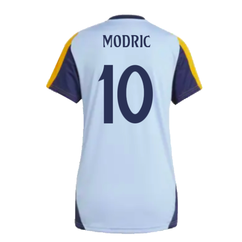 2024-2025 Real Madrid Training Shirt (Glow Blue) - Womens (Modric 10)