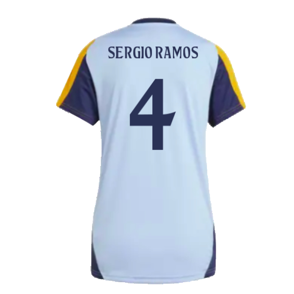 2024-2025 Real Madrid Training Shirt (Glow Blue) - Womens (Sergio Ramos 4)