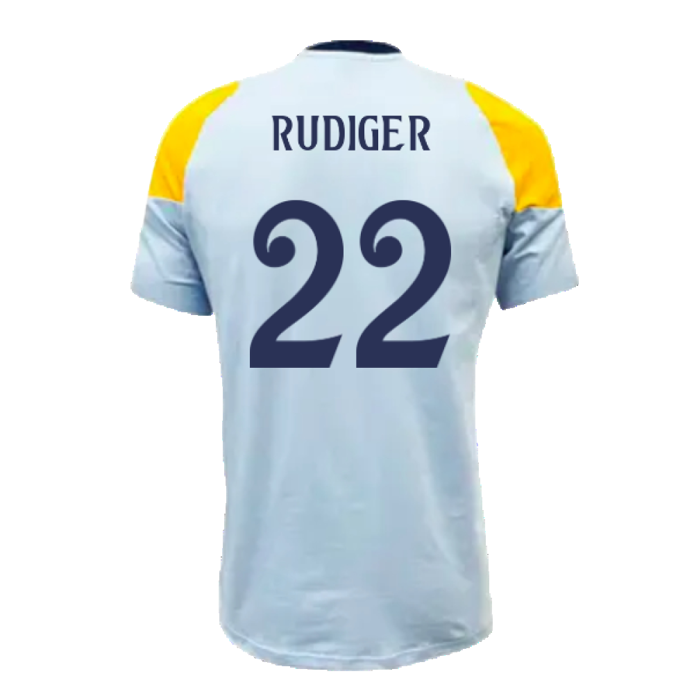 2024-2025 Real Madrid Training Tee (Glow Blue) (Rudiger 22)