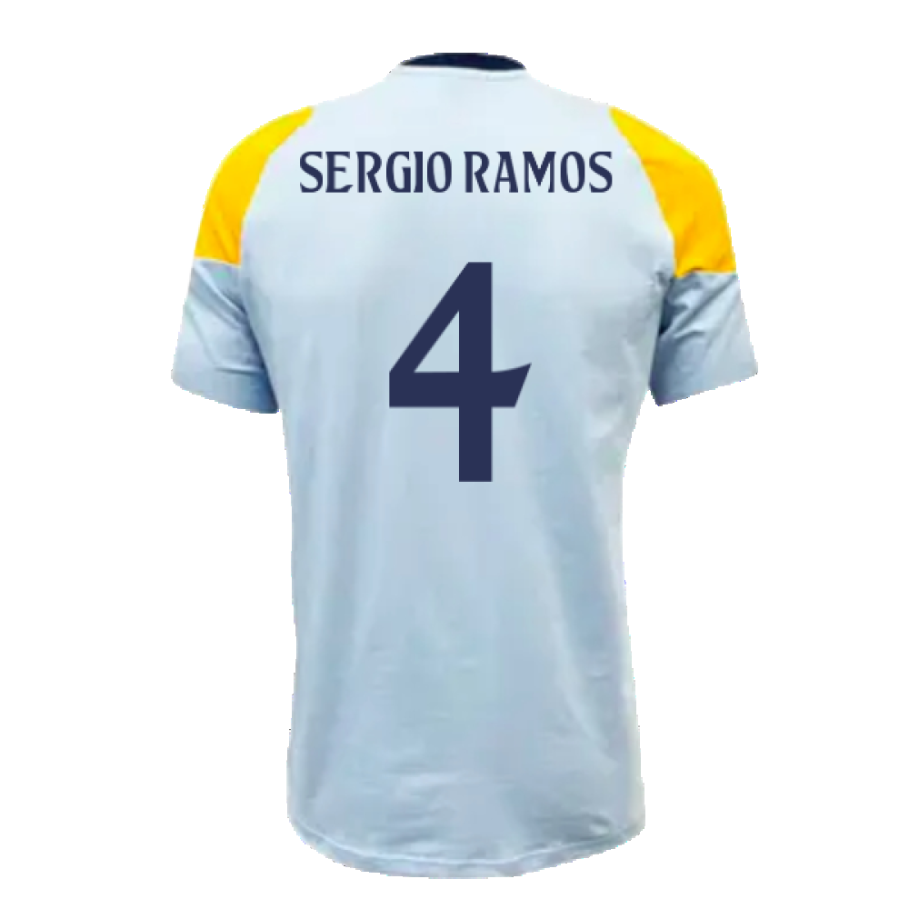 2024-2025 Real Madrid Training Tee (Glow Blue) (Sergio Ramos 4)