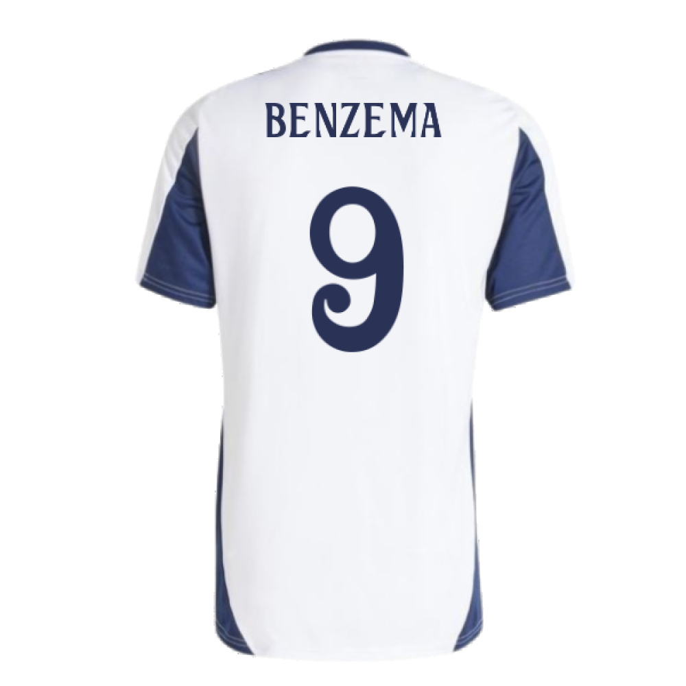 2024-2025 Real Madrid Training Tee (White) (Benzema 9)