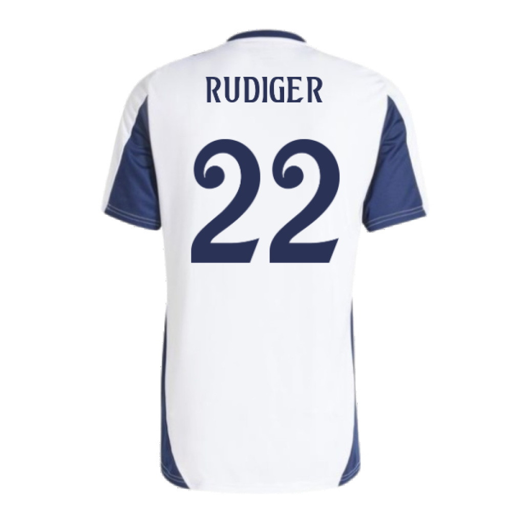 2024-2025 Real Madrid Training Tee (White) (Rudiger 22)