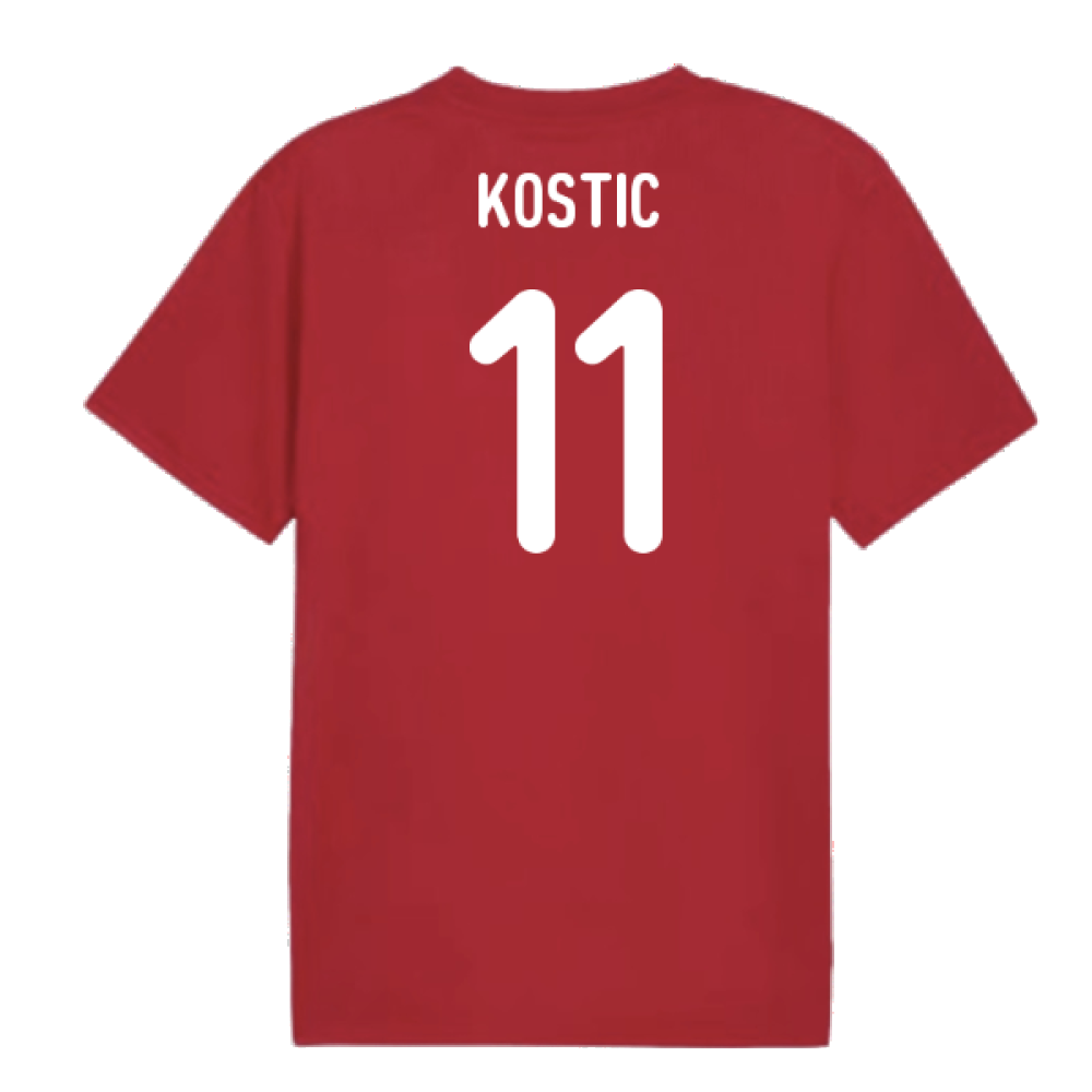 2024-2025 Serbia Pre-Match Jersey (Dark Cherry) (Kostic 11)