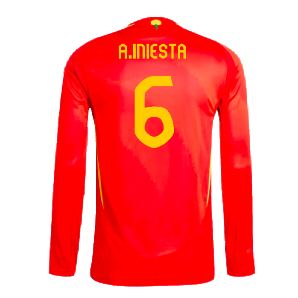 2024-2025 Spain Authentic Long Sleeve Home Shirt (A.Iniesta 6)