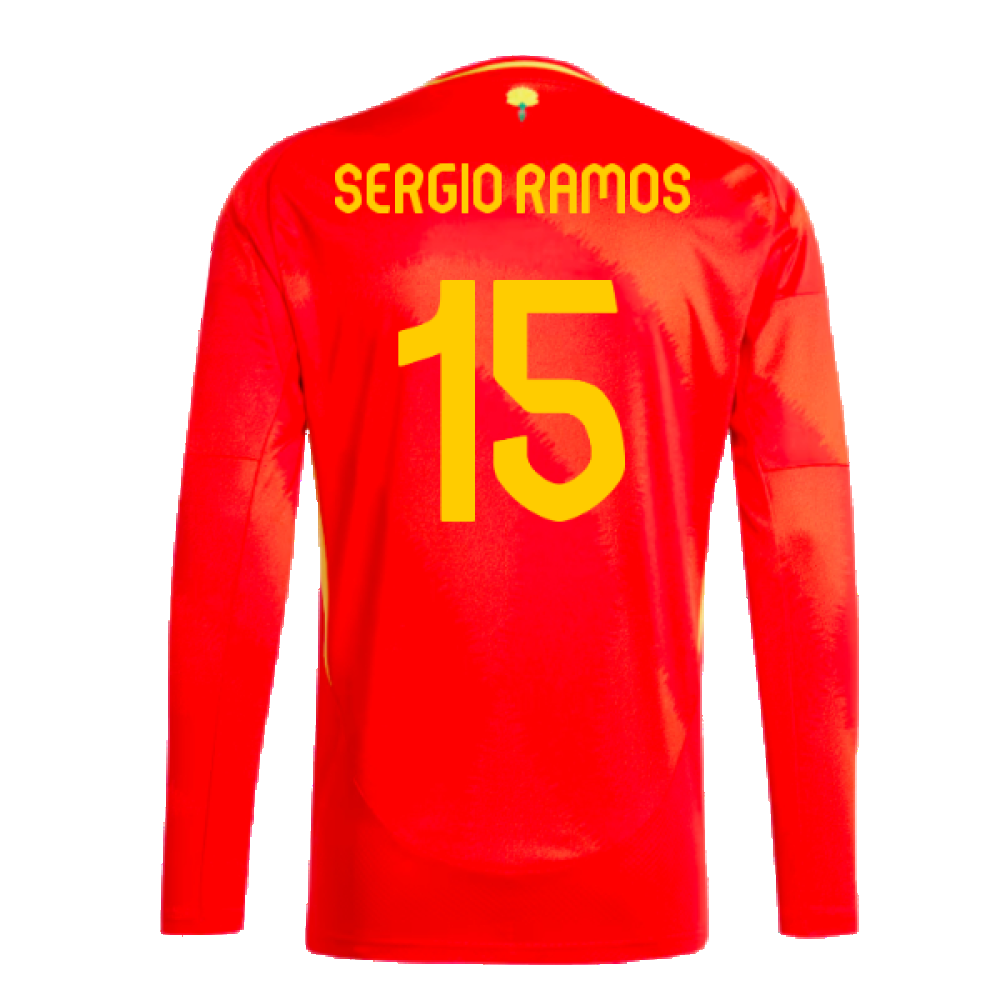 2024-2025 Spain Long Sleeve Home Shirt (Sergio Ramos 15)