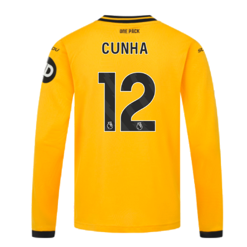 2024-2025 Wolves Long Sleeve Home Shirt (Kids) (Cunha 12)