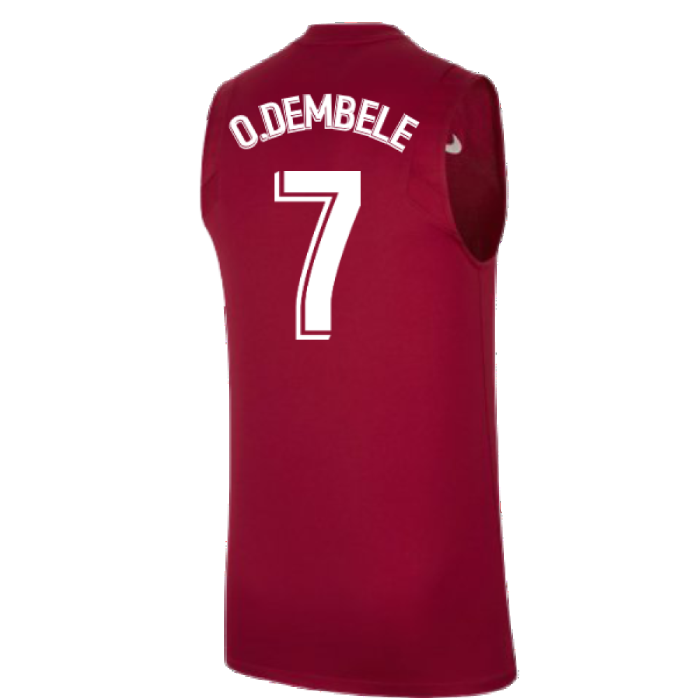 2021-2022 Barcelona Pre-Match Training Shirt (Blue) - Kids (O.DEMBELE 7)