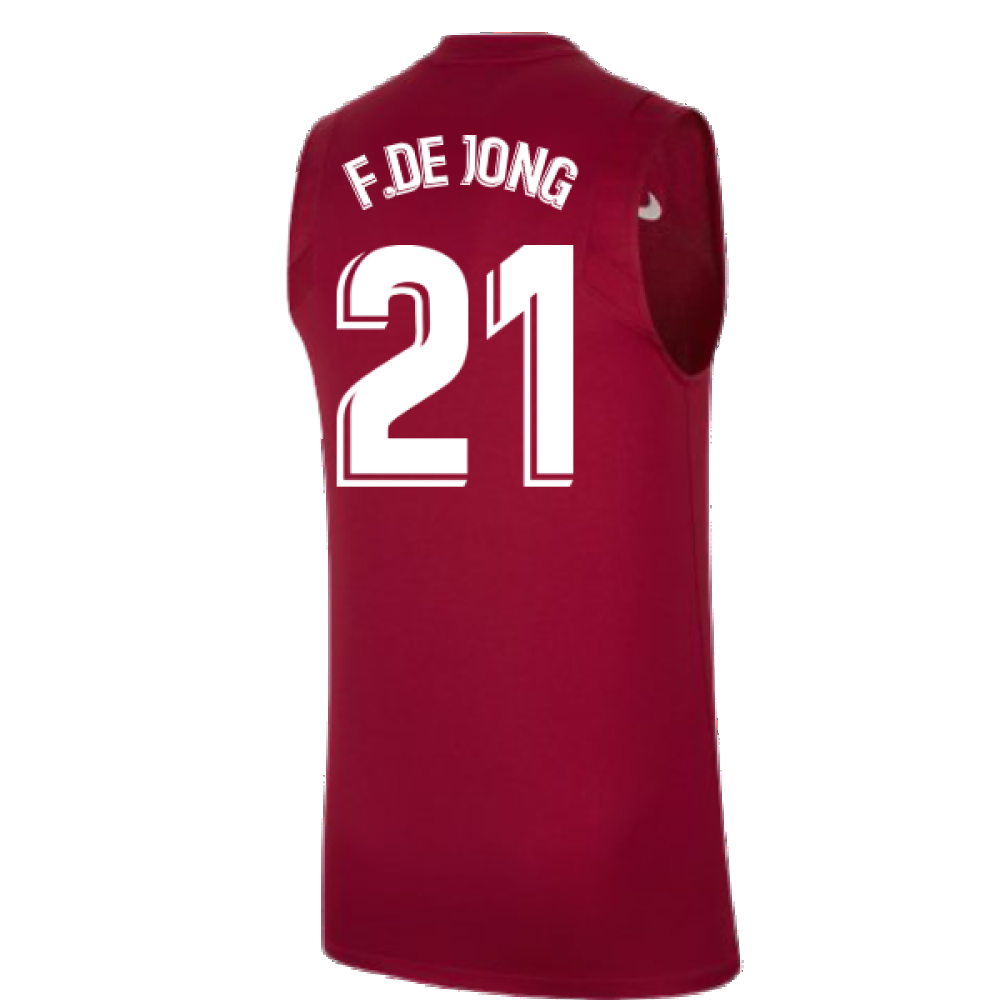 2021-2022 Barcelona Pre-Match Training Shirt (Blue) - Kids (F.DE JONG 21)