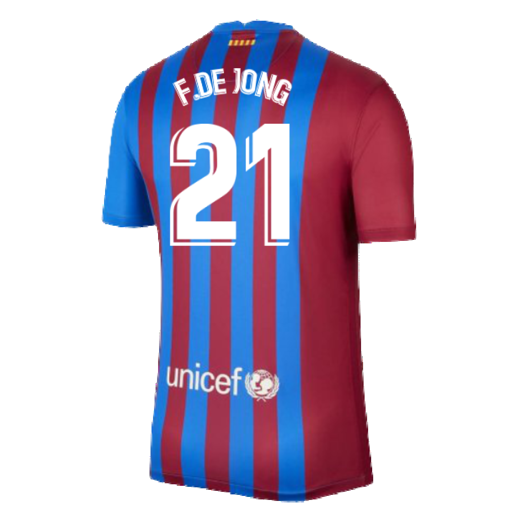 2021-2022 Barcelona Training Shirt (Blue) (F.DE JONG 21)