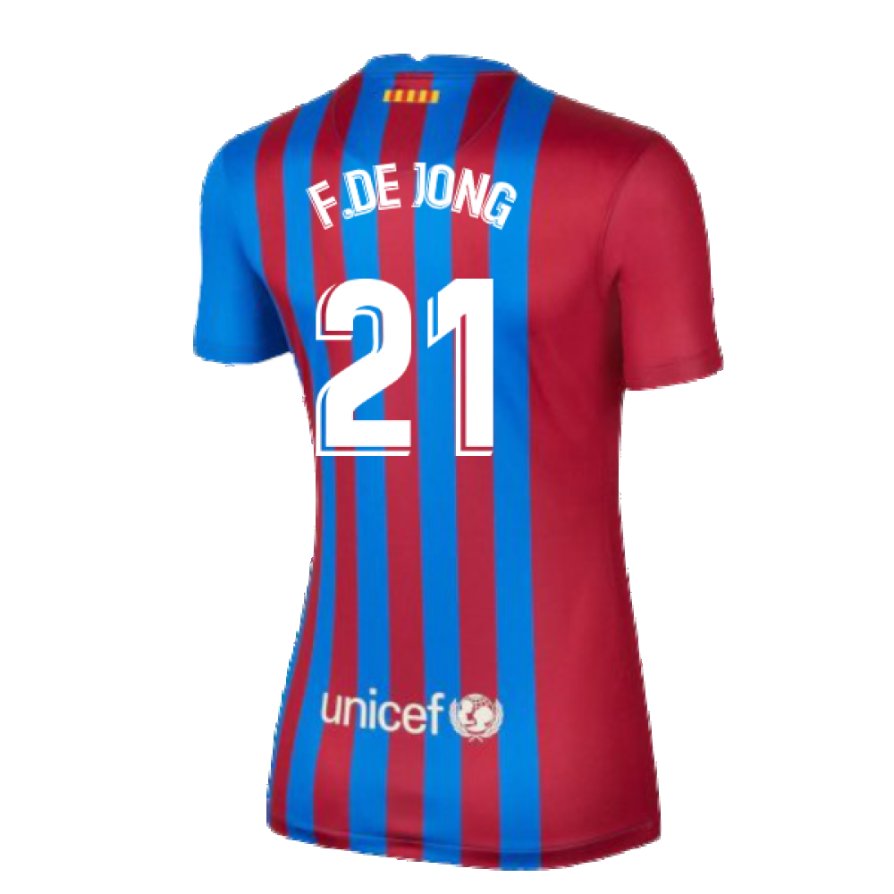 2021-2022 Barcelona Little Boys Home Kit (F.DE JONG 21)