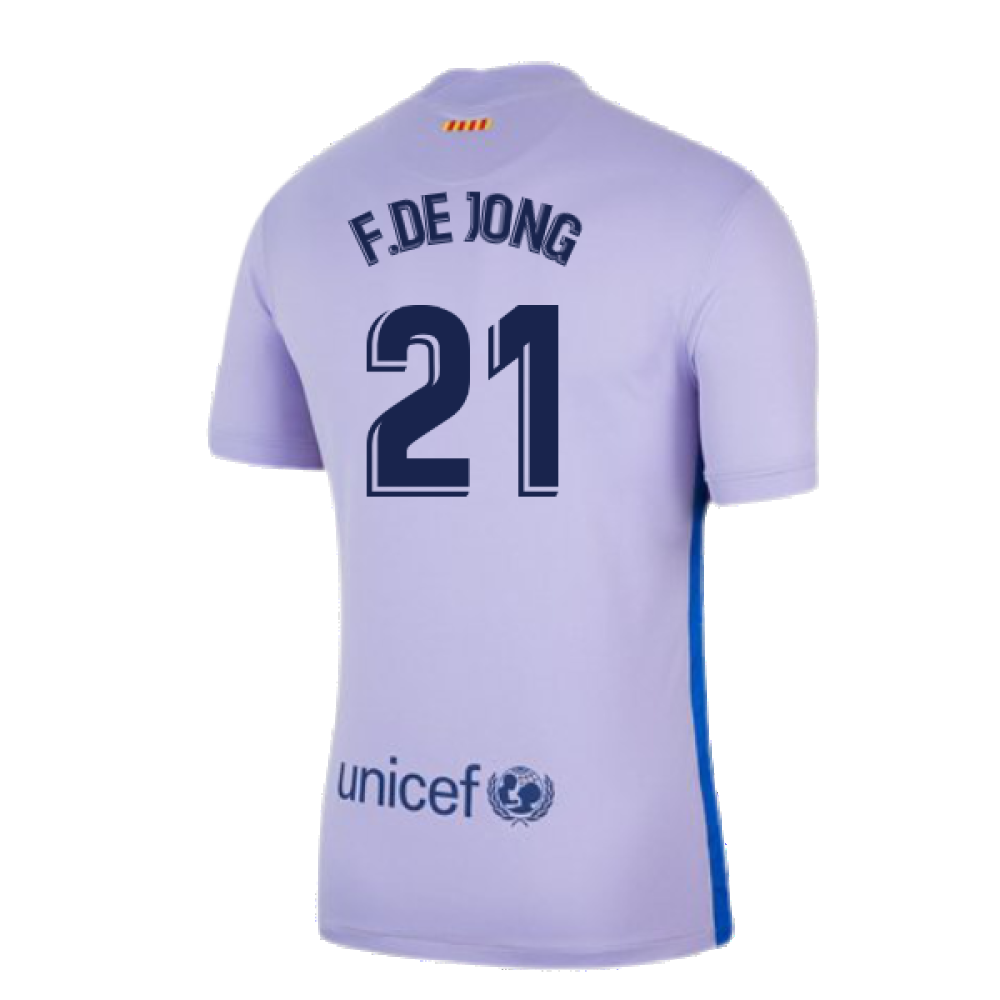 2021-2022 Barcelona Infants Away Kit (F.DE JONG 21)