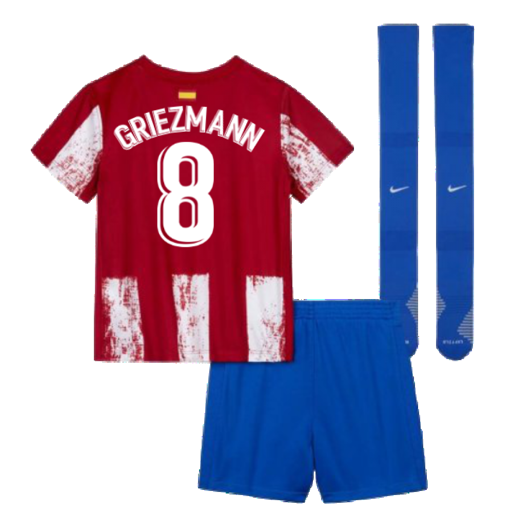 2021-2022 Atletico Madrid Little Boys Home Shirt (GRIEZMANN 8)