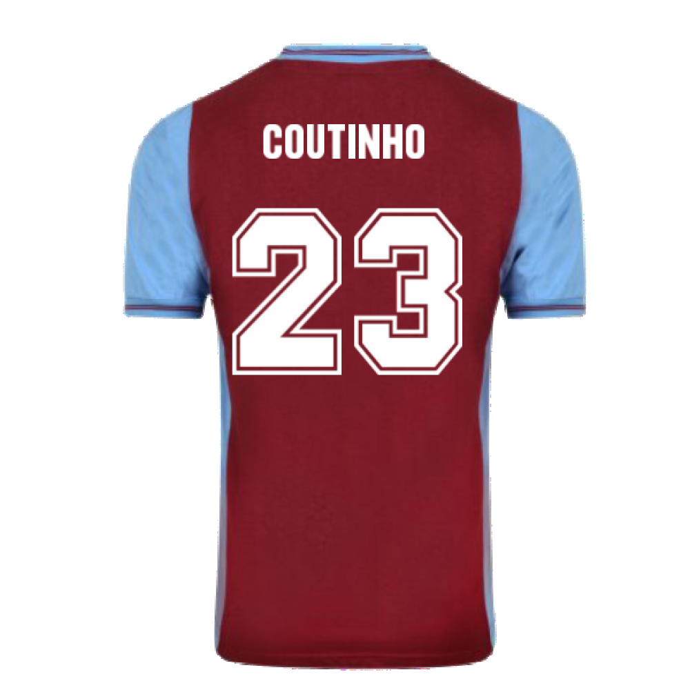 Score Draw Aston Villa 1982 Champions Of Europe Retro Football Shirt (Coutinho 23)