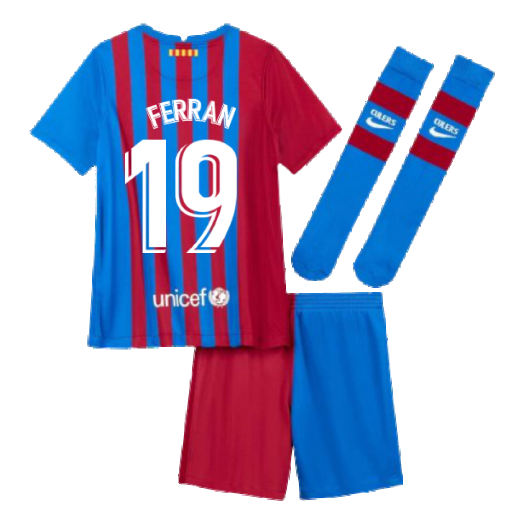 2021-2022 Barcelona Little Boys Home Kit (FERRAN 19)