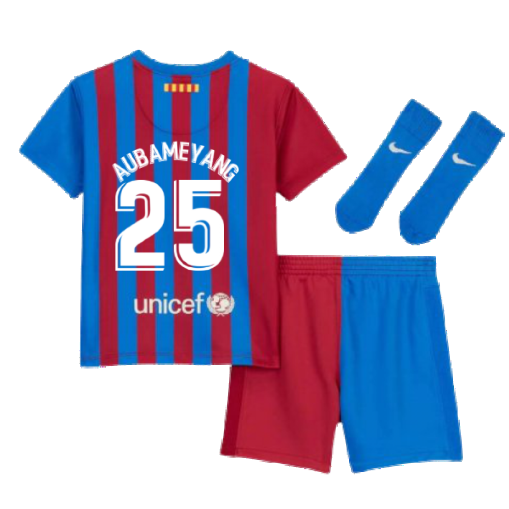 2021-2022 Barcelona Infants Home Kit (AUBAMEYANG 25)