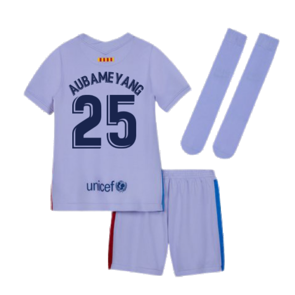 2021-2022 Barcelona Infants Away Kit (AUBAMEYANG 25)