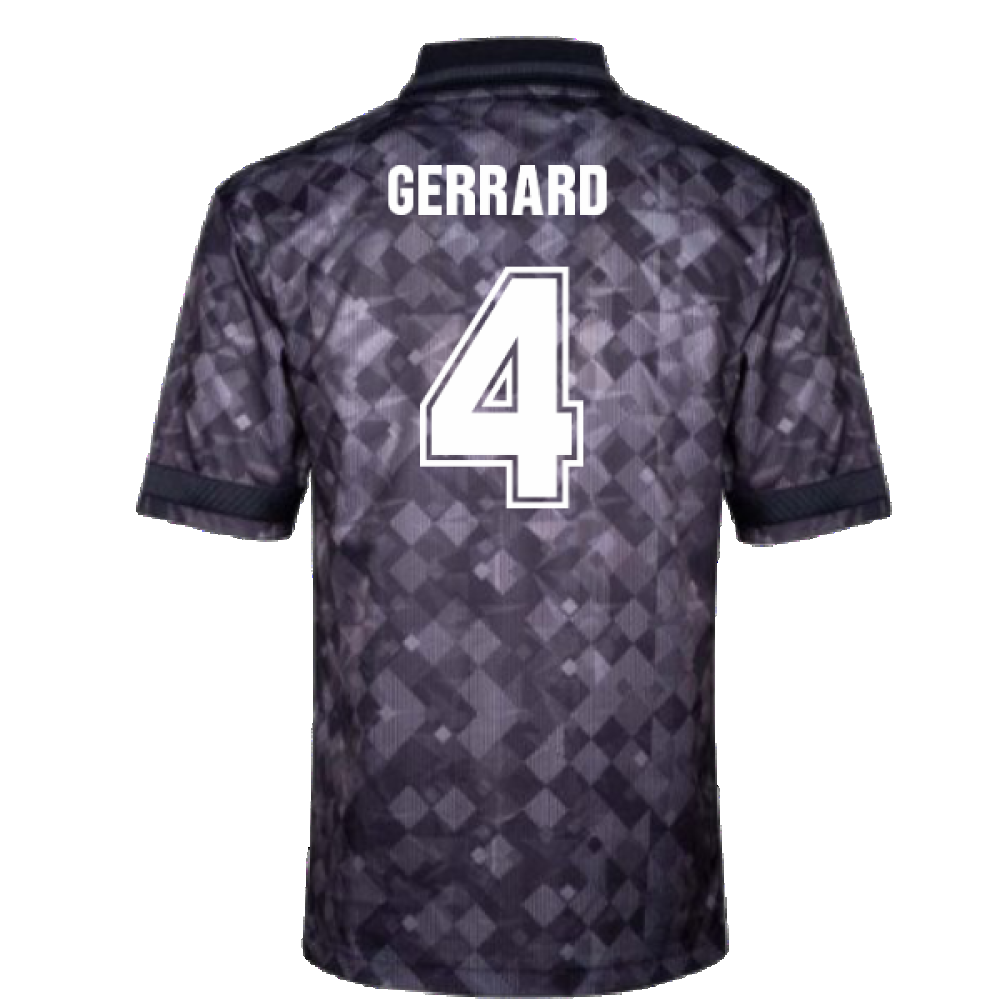 England 1990 Black Out Retro Football Shirt (Gerrard 4)