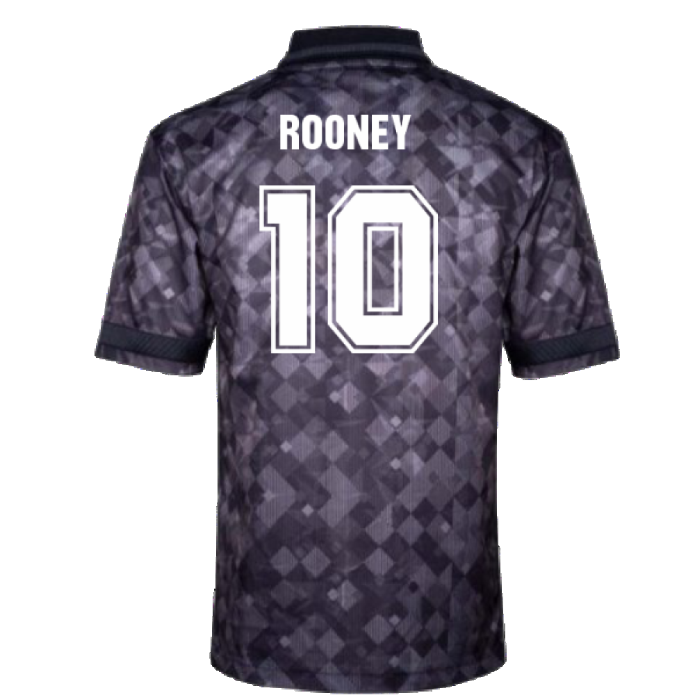 England 1990 Black Out Retro Football Shirt (Rooney 10)