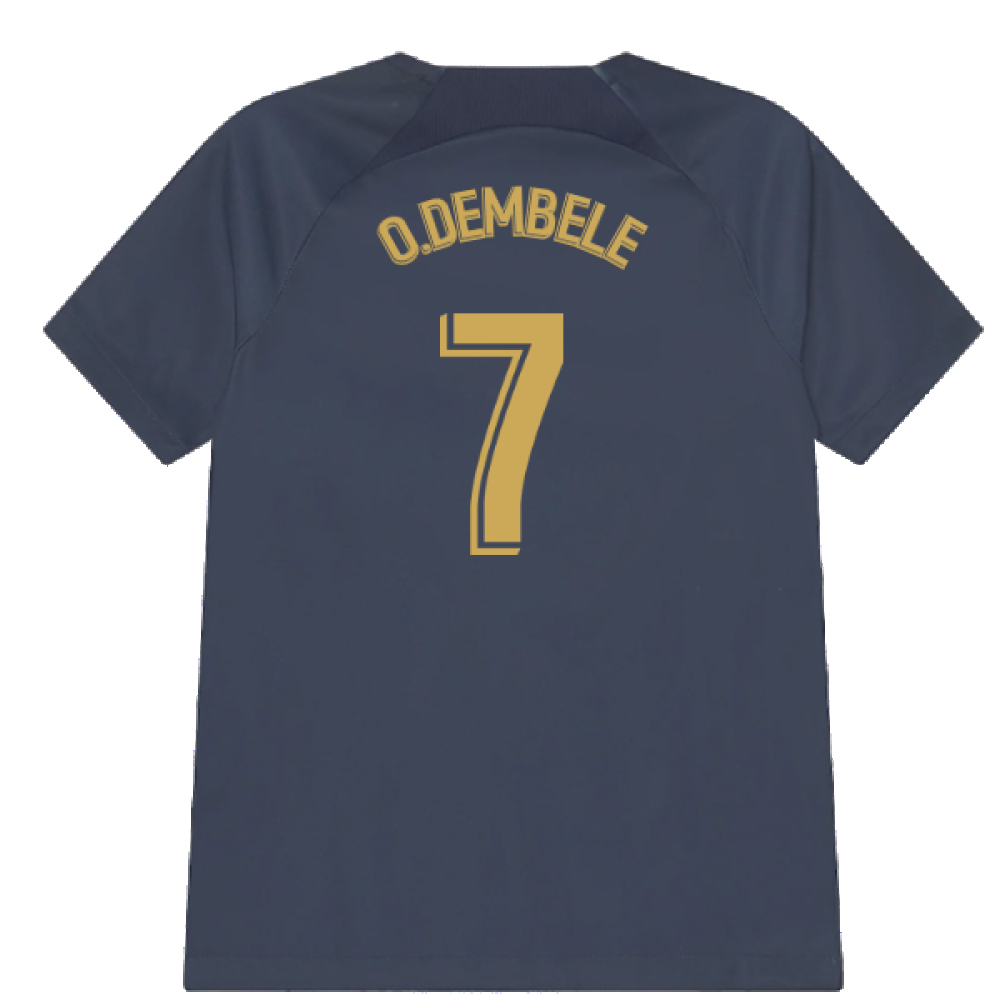 2022-2023 Barcelona Pre-Match Training Shirt (Obsidian) - Kids (O.DEMBELE 7)