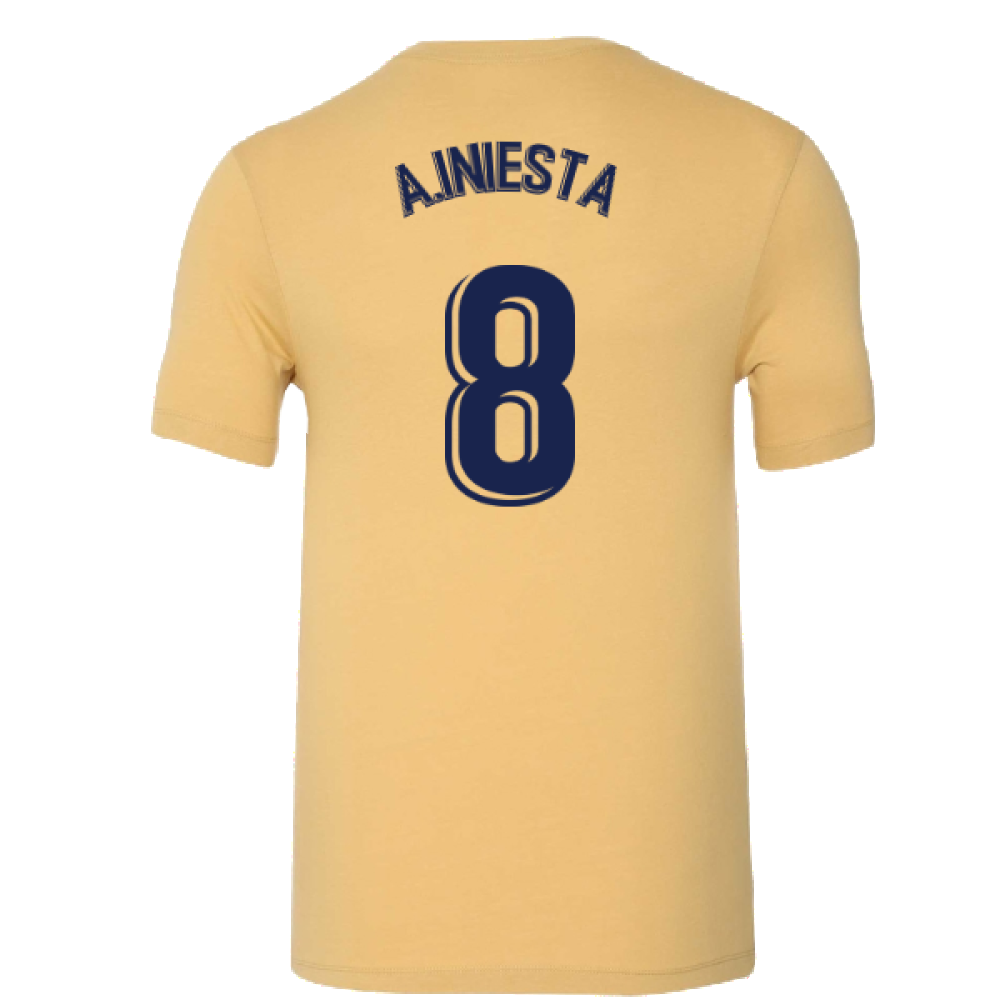 2022-2023 Barcelona Evergreen Crest Tee (Gold) (A.INIESTA 8)