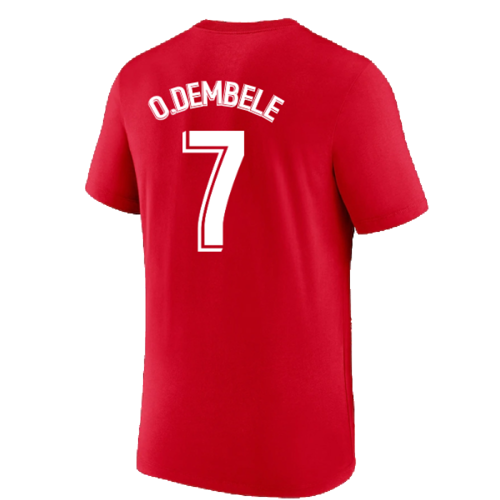 2022-2023 Barcelona Evergreen Crest Tee (Red) (O.DEMBELE 7)