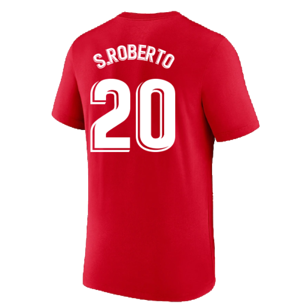 2022-2023 Barcelona Evergreen Crest Tee (Red) (S.ROBERTO 20)