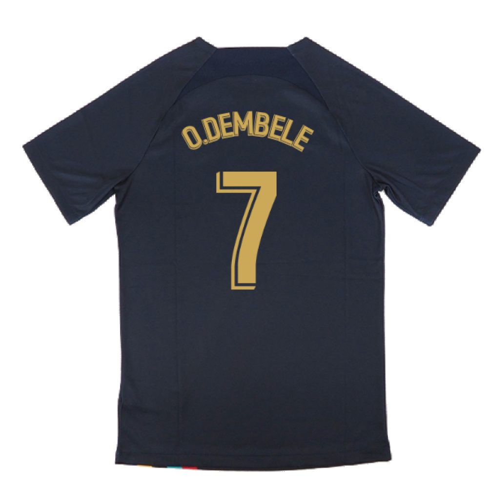 2022-2023 Barcelona Pre-Match Training Shirt (Obsidian) (O.DEMBELE 7)