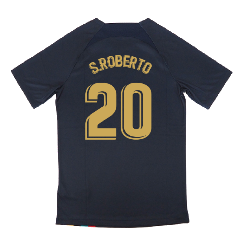 2022-2023 Barcelona Pre-Match Training Shirt (Obsidian) (S.ROBERTO 20)