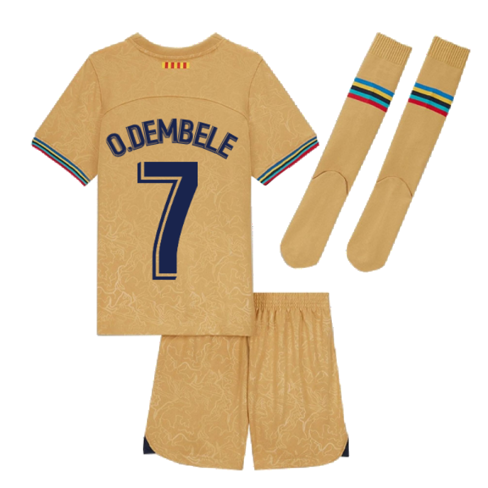 2022-2023 Barcelona Little Boys Away Kit (O.DEMBELE 7)