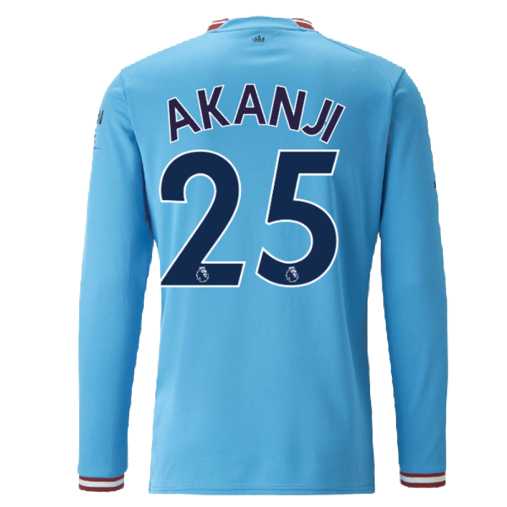 2022-2023 Man City Long Sleeve Home Shirt (AKANJI 25)