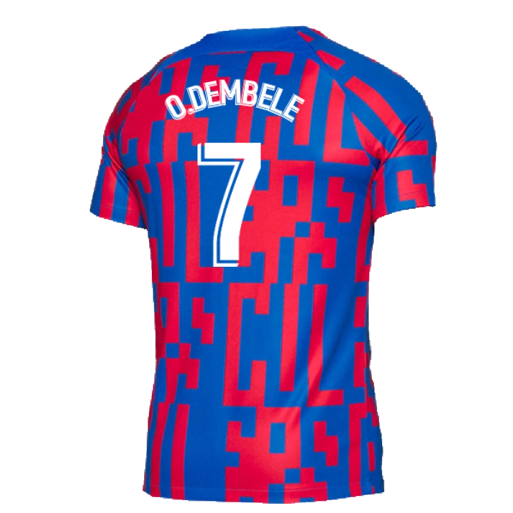 2022-2023 Barcelona Pre-Match Training Shirt (Blue) (O.DEMBELE 7)