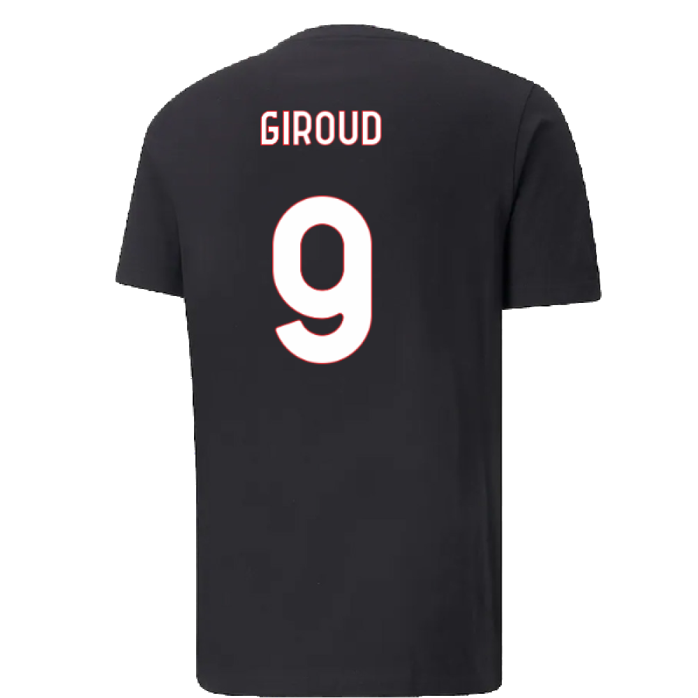 2022-2023 AC Milan FtblCore Tee (Black) (Giroud 9)