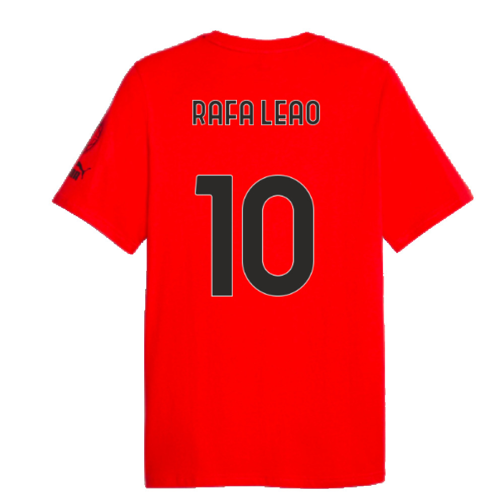 2023-2024 AC Milan FtblCore Graphic Tee (Red) (Rafa Leao 10)