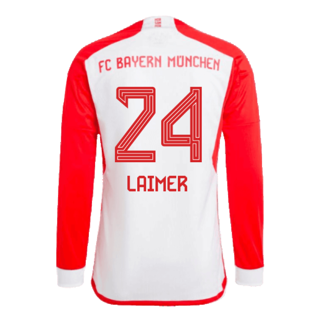 2023-2024 Bayern Munich Long Sleeve Home Shirt (Laimer 24)