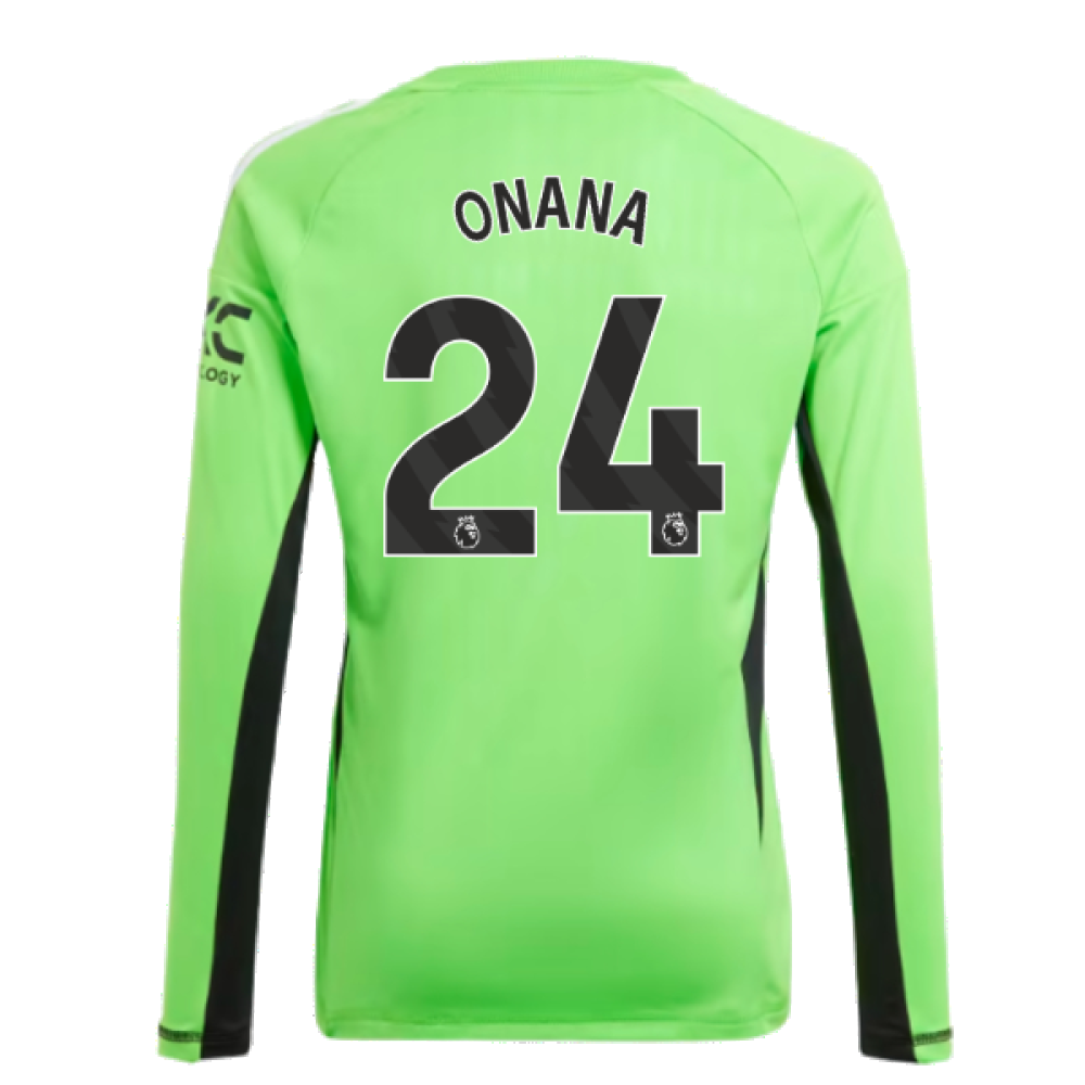 2023-2024 Man Utd Home Goalkeeper Shirt (Solar Green) - Kids (Onana 24)