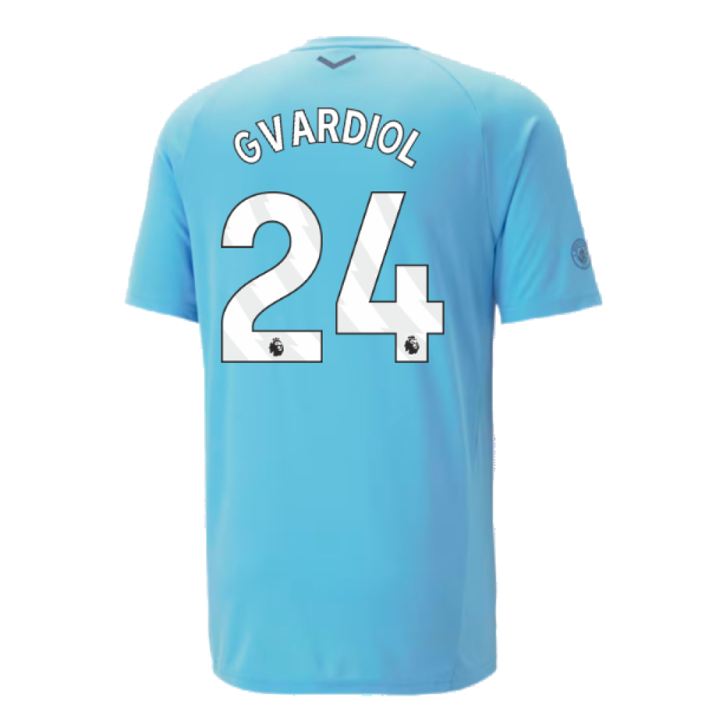 2023-2024 Man City Casuals Tee (Blue Wash) - Kids (Gvardiol 24)