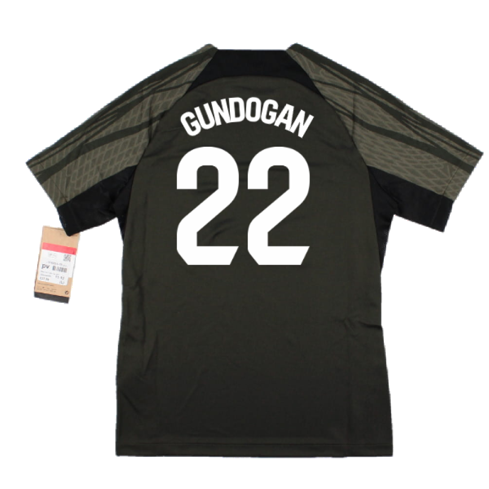 2023-2024 Barcelona Strike Dri-Fit Training Shirt (Sequoia) - Kids (Gundogan 22)