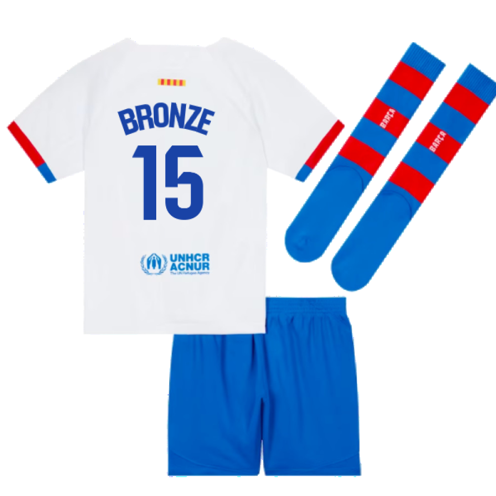 2023-2024 Barcelona Away Little Boys Mini Kit (Bronze 15)