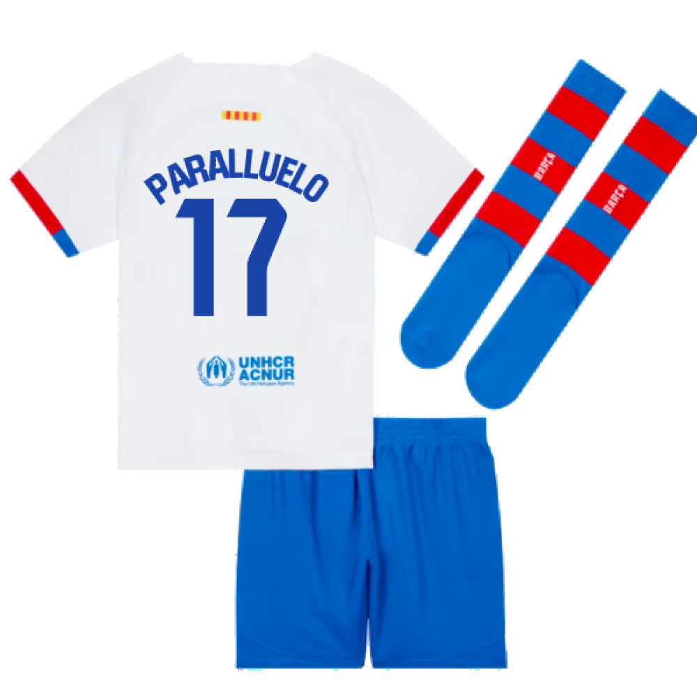 2023-2024 Barcelona Away Little Boys Mini Kit (Paralluelo 17)