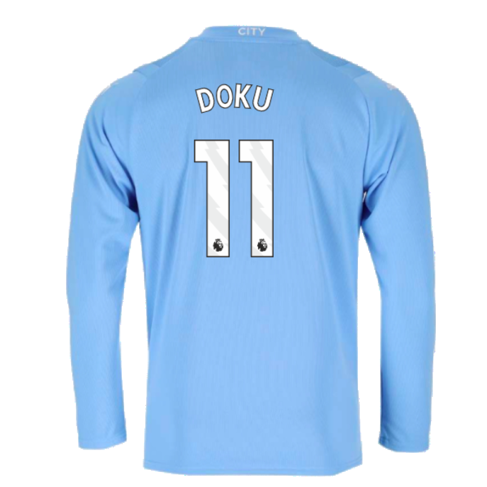 2023-2024 Man City Long Sleeve Home Shirt (Doku 11)