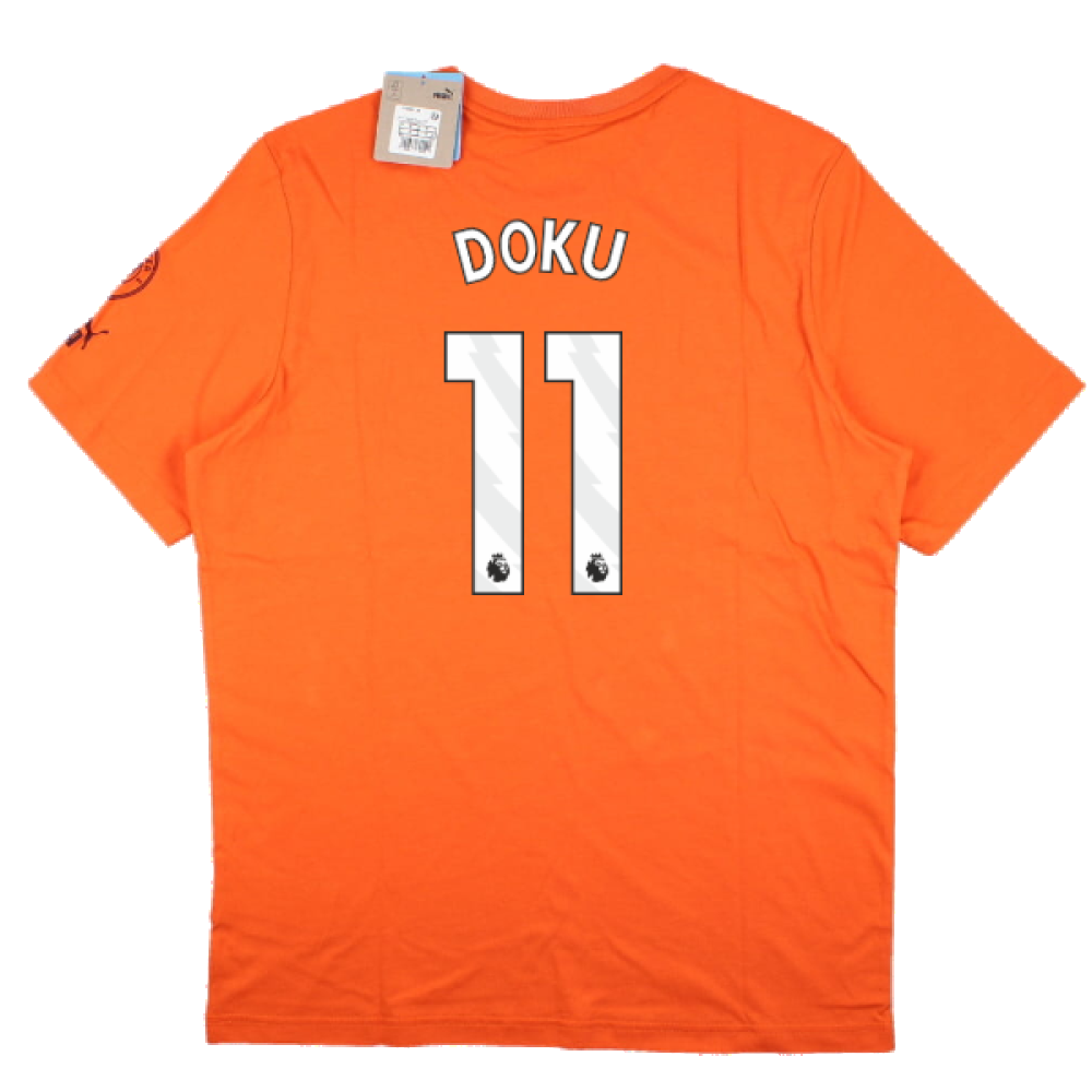 2023-2024 Man City FtblCore Graphic Tee (Cayenne Pepper) (Doku 11)