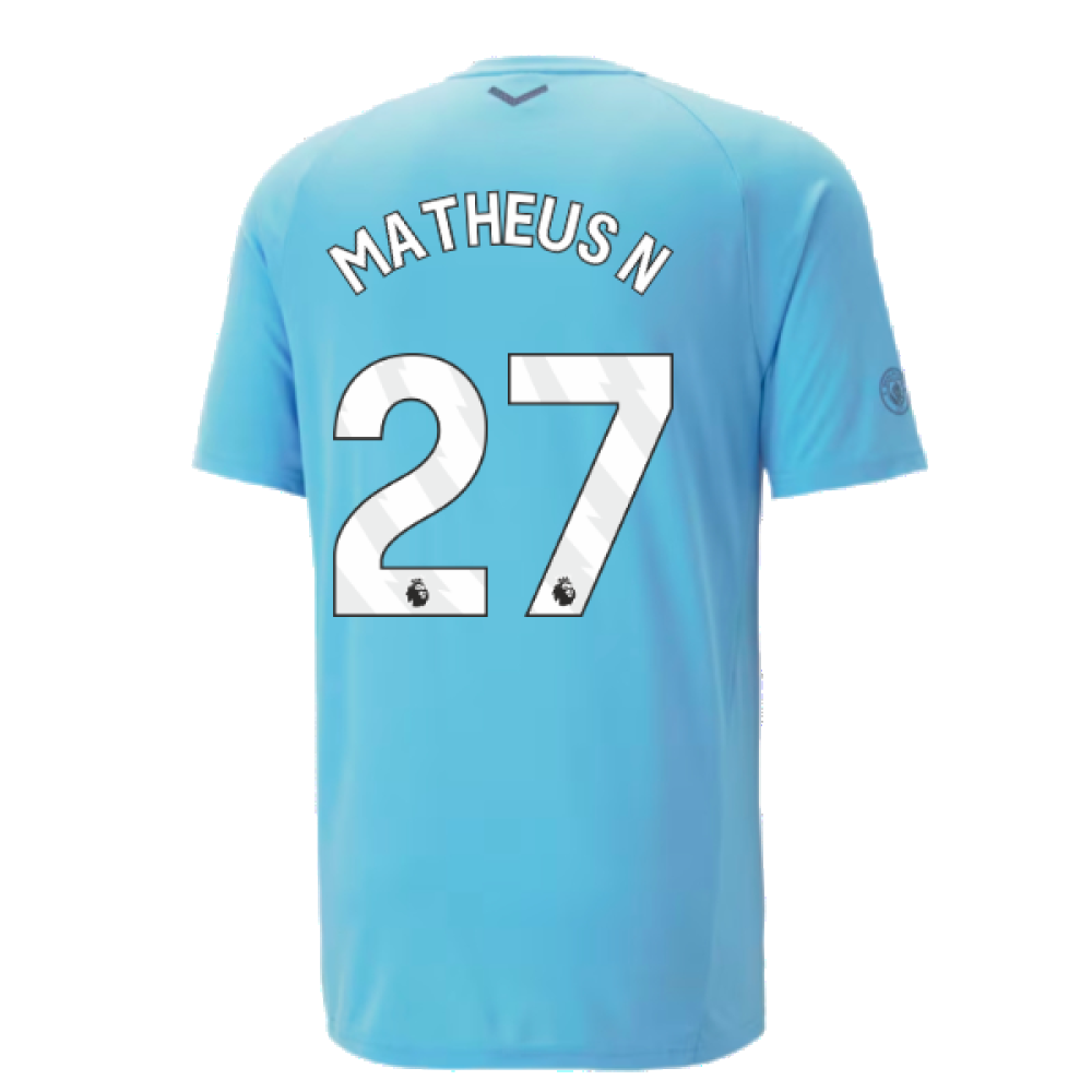 2023-2024 Man City Casuals Tee (Blue Wash) (Matheus N 27)