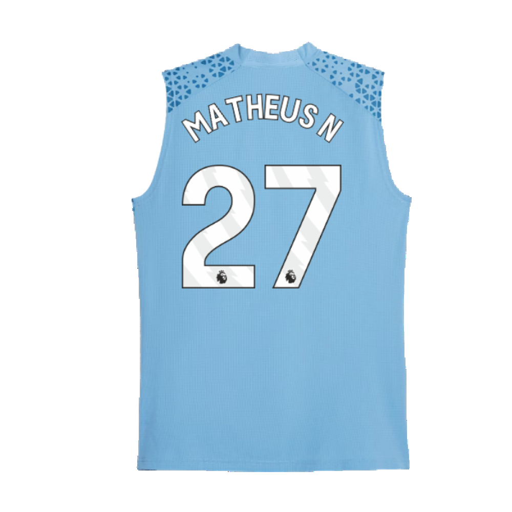 2023-2024 Man City Sleeveless Training Jersey (Light Blue) (Matheus N 27)