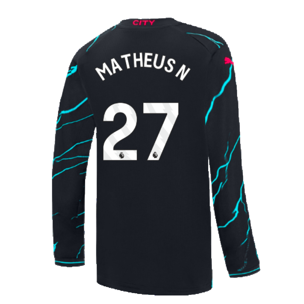 2023-2024 Man City Long Sleeve Third Shirt (Kids) (Matheus N 27)