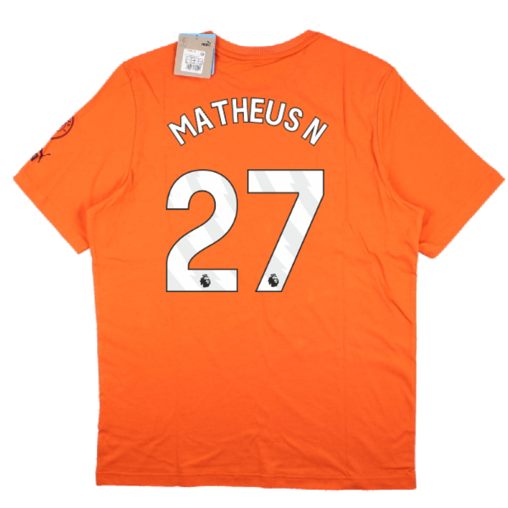 2023-2024 Man City FtblCore Graphic Tee (Cayenne Pepper) (Matheus N 27)