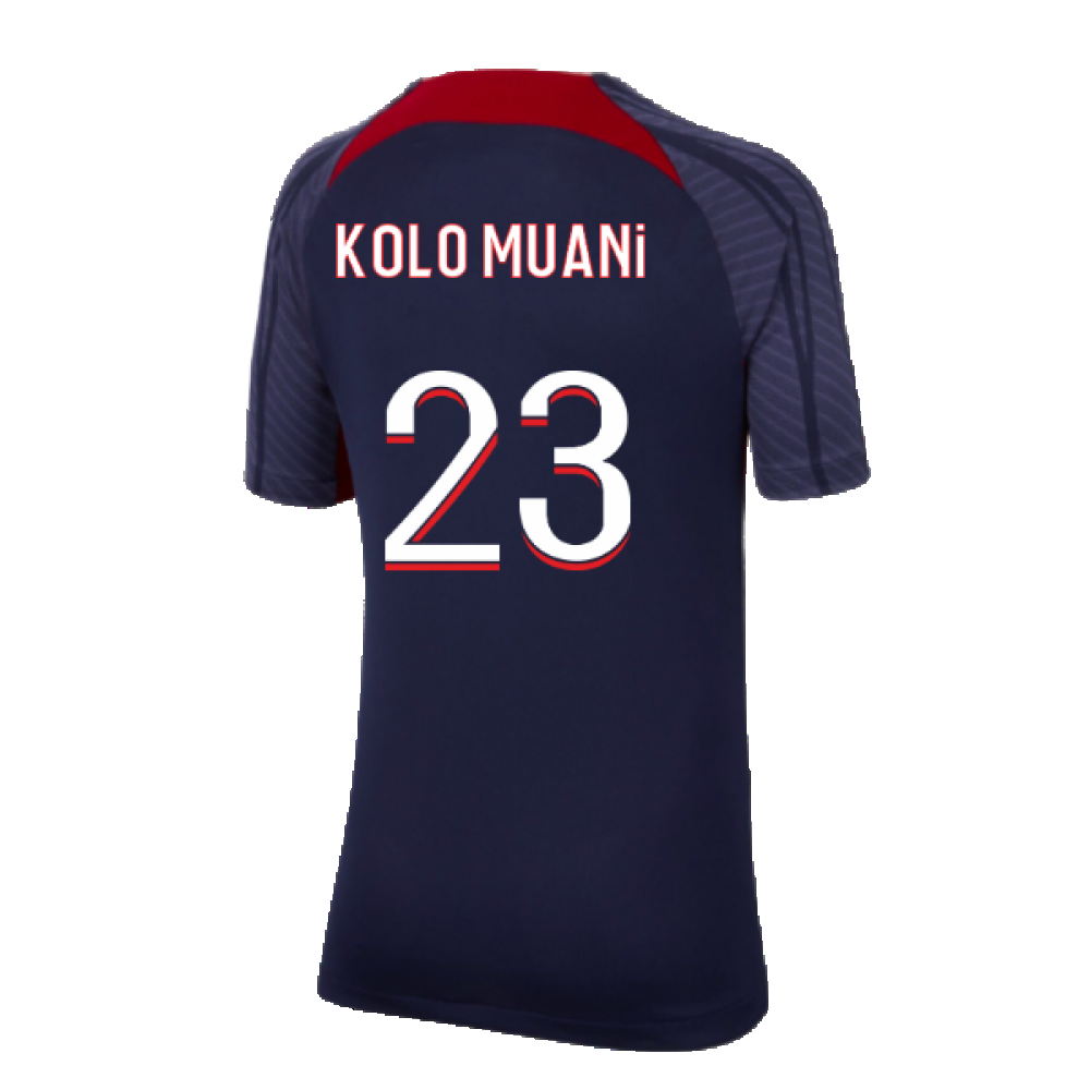 2023-2024 PSG Strike Dri-Fit Training Shirt (Navy) - Kids (Kolo Muani 23)