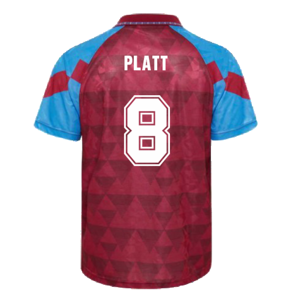 Score Draw Aston Villa 1990 Retro Football Shirt (Platt 8)