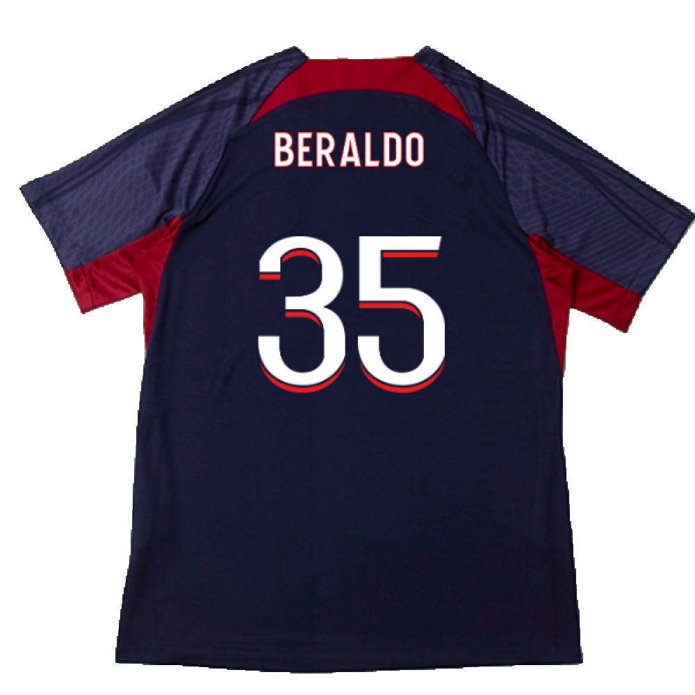 2023-2024 PSG Dri-Fit Strike Training Shirt (Navy) (Beraldo 35)