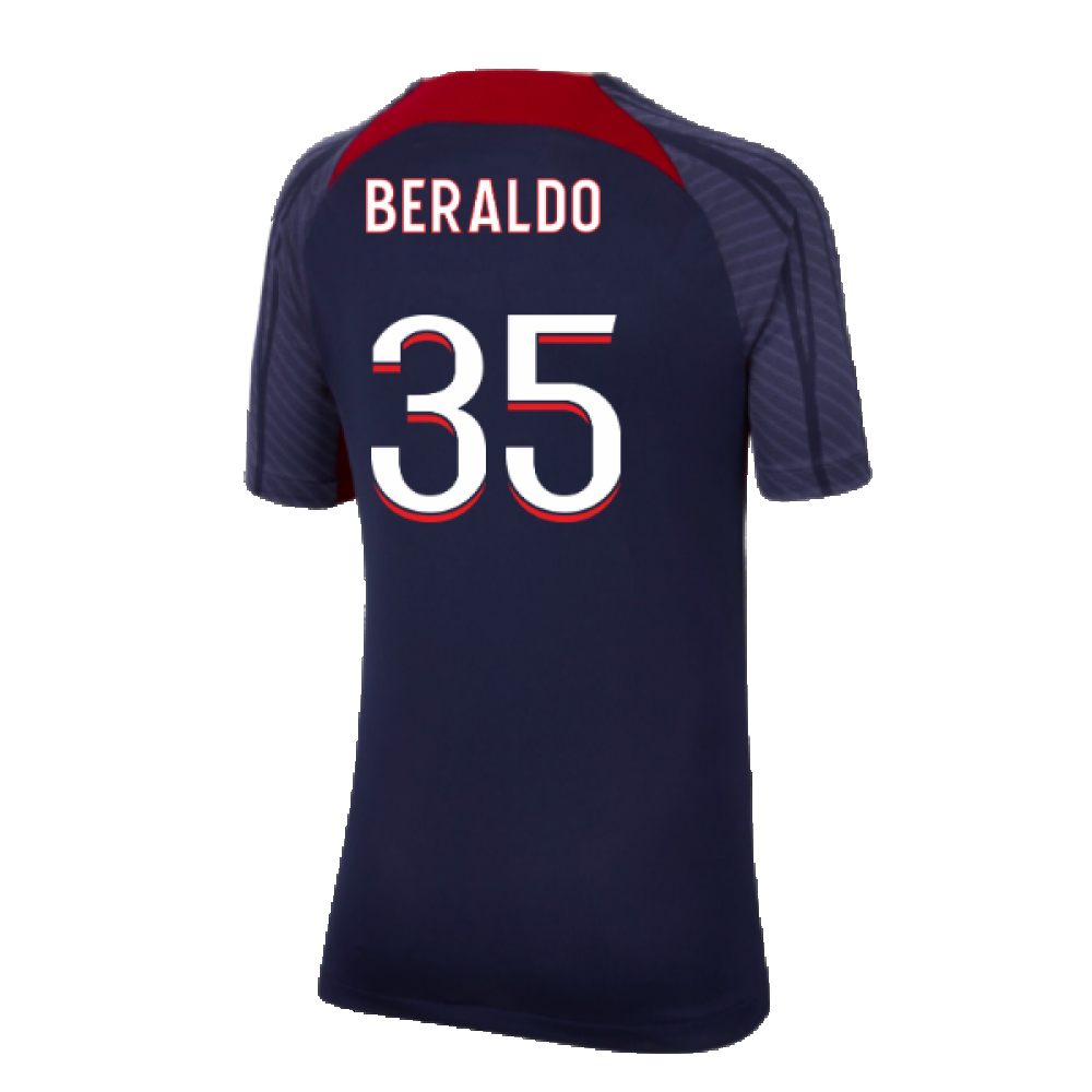 2023-2024 PSG Strike Dri-Fit Training Shirt (Navy) - Kids (Beraldo 35)